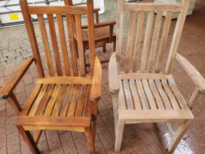 Southern Maine Power and Pressure Washing. Patio chair before and after power washing Nextgen Power Washing