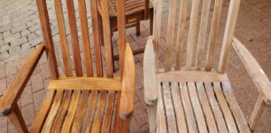 Southern Maine Power and Pressure Washing. Before and after of cedar chairs.